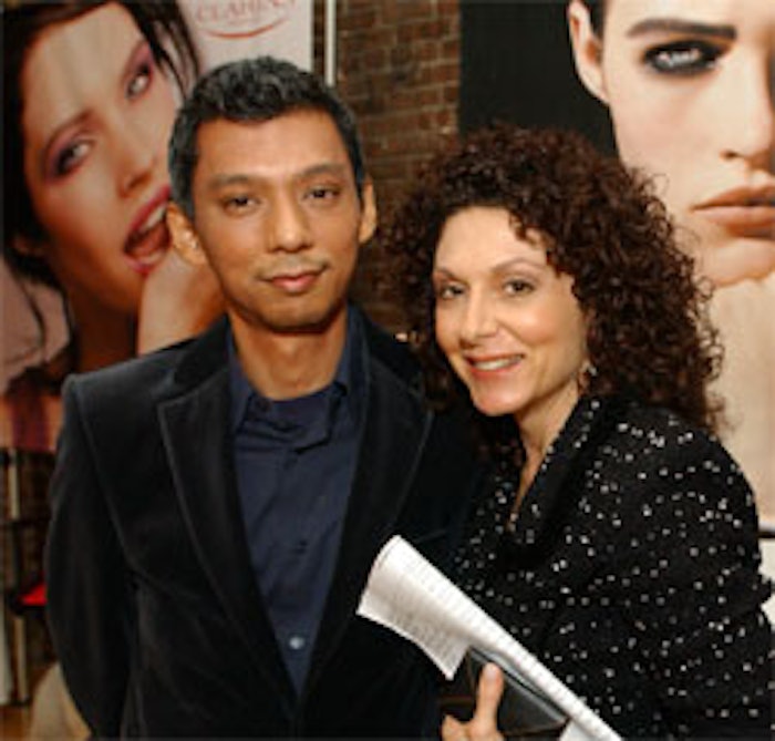 From left, Nick Barose and Tanya Pushkine Rojas, director public relations, Clarins.