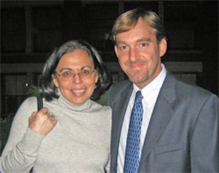 From left, Nancy Jeffries on deck of Longchamp store with Jack Sandbach, COO, Orlane, for Orlane’s Hypnotherapy launch.