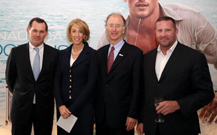 Celebrating the launch of Coty's latest Nautica fragrance, Ocean. From left, Bernd Beetz, CEO, Coty; Karen Murray, president, Nautica; Andy Sharpless, CEO, Oceana; and Steve Mormoris, senior vice president, global marketing, Coty.