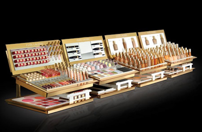 The original design for Estée Lauder provided a side-to-side sliding half tray for product underneath. The redesign houses more product because the drawer can be converted into a full-size tray that completely slides from side to side, revealing the next level below.