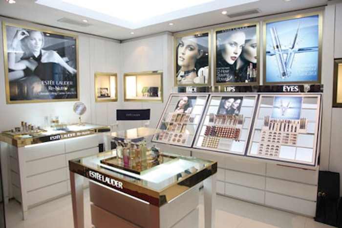 The redesigned Estée Lauder’s store-within-a-store in the Alto Palermo Shopping Centre in Buenos Aires.