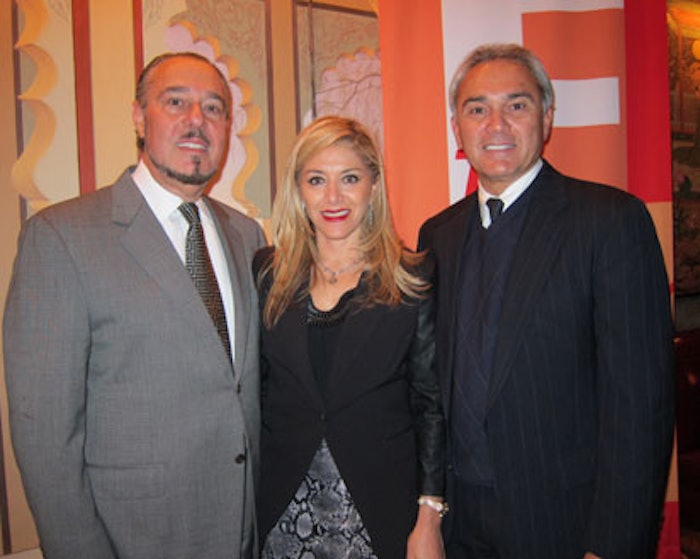 Marc Rosen with Sheherazade Chamlou, vice president of sales and marketing, perfumery division, SGD North America; and Peter Acerra, president and CEO, SGD, North America, Inc.; at the November 2011 launch of Rosen's 'Glamour Icons—Perfume Bottle Design' book.