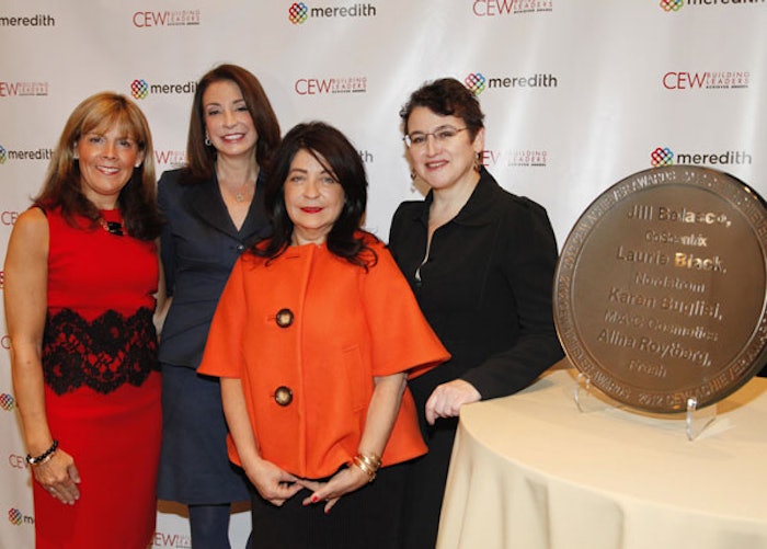 CEW 2012 Achiever Award winners (from left) Laurie Black, executive vice president, general merchandise manager, cosmetics, Nordstrom; Jill Belasco, founder and CEO, CoScentix; Laurice Rahmé, president and founder, Bond No. 9 New York; and Alina Roytberg, co-president and co-founder, Fresh.