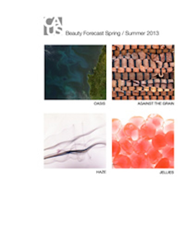 Inspiration board for the Color Association of the United States' Spring/Summer 2013 beauty forecast