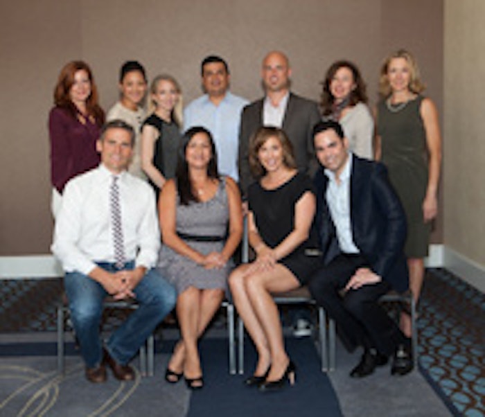 Thought leaders from the Beauty Biz Roundtable 9: (back row, from left) Wendye Katzman, Muse Collective; Amy Liu, Josie Maran Cosmetics; Jennifer Goldfarb, ipsy; Cesar Arellanes, Center for International Trade Development; Dan Obegi, DermStore Beauty Group; Nathalie Schlemer, Wen Hair Care; and Eleanor Keare, Circle of Friends; (front row, from left) Fabrice Croisé, SelectNY; Maria Rush, Beauty Collection; Frances Mazur, Mazur Group; and Scott-Vincent Borba, Borba, e.l.f. cosmetics and Toppik, Inc.