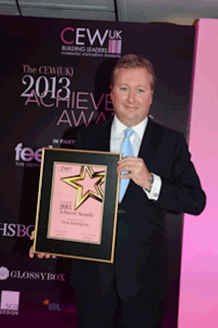 Elemis managing director Sean Harrington with his 2013 CEW(UK) Special Industry Award