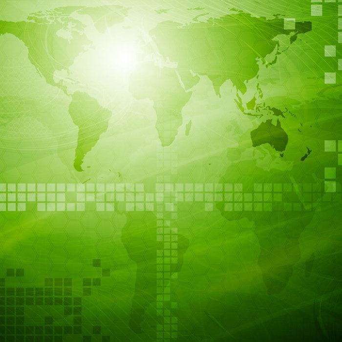 Green tech design with world map. Eps 10 vector