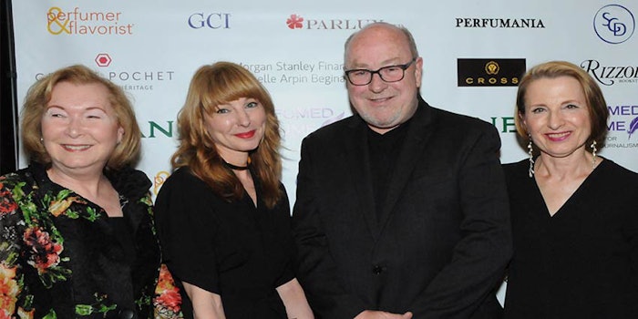From left: Perfumed Plume co-founder Lyn Leigh, award winner April Long (Elle Magazine), presenter and sponsor Donald Loftus (Parlux/Perfumania), and Perfumed Plume co-founder Mary Ellen Lapsansky.