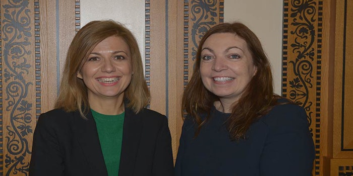 From left: Cosmetic Executive Women UK (CEW UK) chairman Vasiliki Petrou and past CEW chairman, Roisin Donnelly, brand director Northern Europe Procter & Gamble.