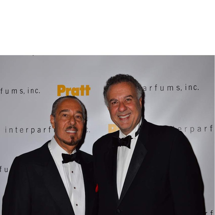Designer, Pratt trustee and alumnus Marc Rosen (left) and Art of Packaging Award honoree and Chairman/CEO of Inter Parfums Jean Madar.