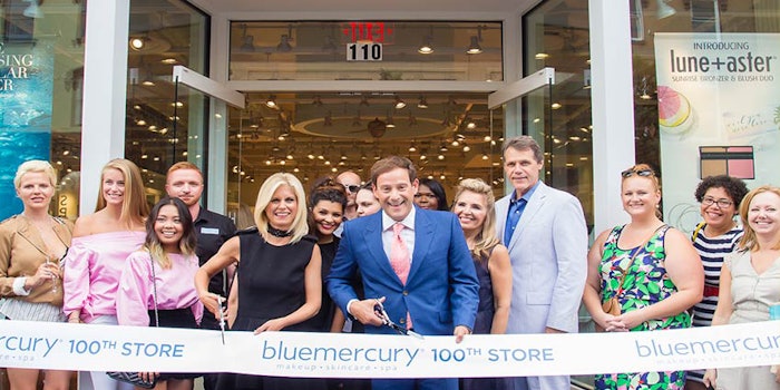 Bluemercury's 100th store is built upon a larger footprint and features a range of new facets. At center left is Bluemercury's Marla Beck, and at center right is Barry Beck, the retailer's co-founder and chief operating officer.