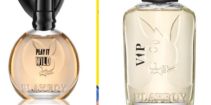 The new Playboy bottles for Coty feature engravings.