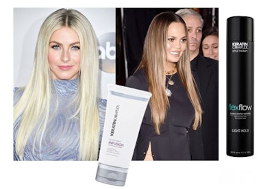 Long, straight locks parted in the middle was the hairstyle of choice for Chrissy Teigen and Julianne Hough. With an increase in textured, blunt bobs, the silky, shiny and smooth hair is a change of pace and could signal the next big thing in hairstyle trends.