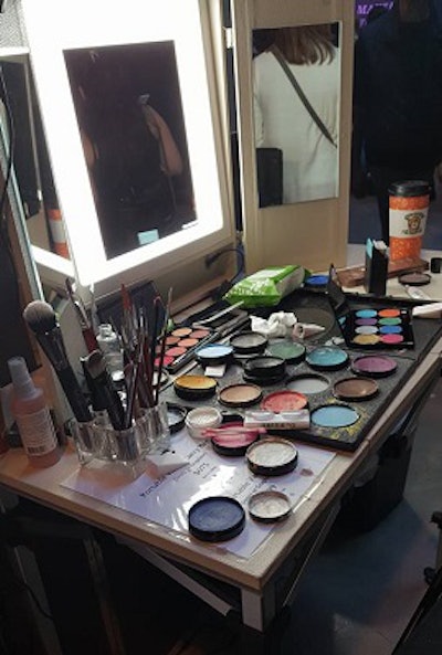 A vanity with makeup