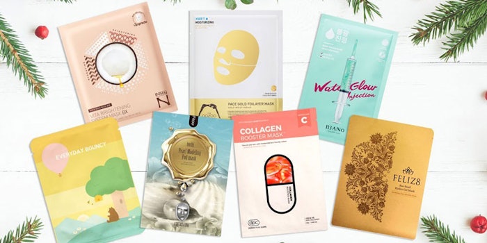 Featured sheet masks in FaceTory's December box.