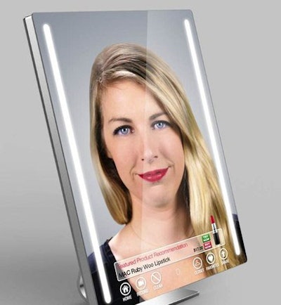 partnership with the creator of 3D virtual dressing room, Swivel, FaceCake Marketing Technologies, Inc. This mirror uses adjustable LED lights and a sensor that factors in natural or artificial light of the user’s surroundings, and allows them to “try on” cosmetics and accessories virtually. The real-time reflection will also provide the user with personalized recommendations and purchase options.