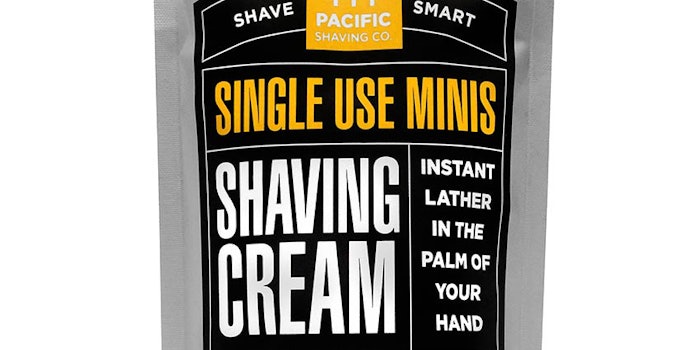A water-soluble film releases pre-measured shaving cream doses in this latest male grooming innovation.