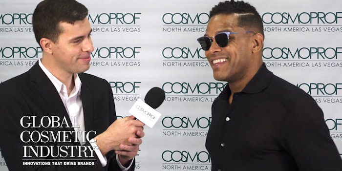 From left: Jeb Gleason-Allured, editor in chief of Global Cosmetic Industry, and Grammy winning singer Maxwell discuss HUE for Every Man, philanthropy and more.