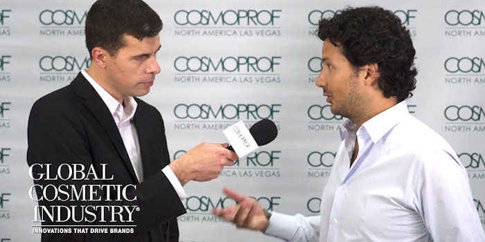 From left: Jeb Gleason-Allured, editor in chief of Global Cosmetic Industry, and Romain Gaillard, founder and CEO of The Detox Market, discuss clean and green beauty.