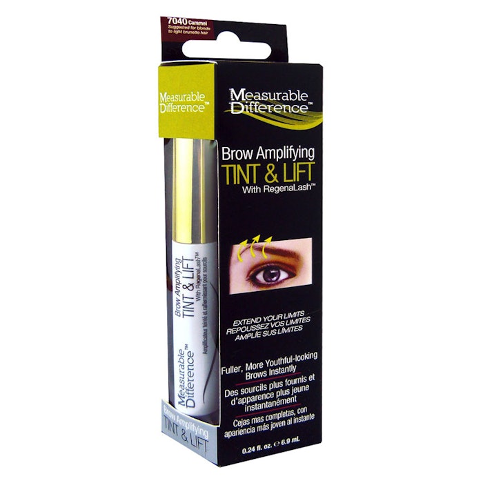 Brow Amplifying Tint & Lift by Measurable Difference Brow Amplifying Tint & Lift with RegenaLash helps to color, shape, fill in and generate healthier, fuller brows. The long-lasting, smudge-proof formula is available in two shades to visually lift, define, and frame brows for a youthful look.