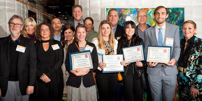 Pictured L to R front row: Jonathan Burke, Laguna College of Art & Design; Dana Herkelrath, Laguna College of Art & Design; Jamie Van Dyke, 3rd place winner, Colorado Mesa University; Ashley Munson, honorable mention, Laguna College of Art & Design; Jessica Wu, 2nd place winner, Laguna College of Art & Design; Erik Rosner, Laguna College of Art & Design; Pamela Busiek, president & CEO ICMAD Pictured L to R back row: Catharin Eure, Laguna College of Art & Design; Sanjiv Methra, vice chairman, ICMAD; Susan Roberts-Cooper, Colour Collective; Craig Weiss, CPTC Labs; Kerry Yates, Colour Collective: Chris James, East Hill Industries; Dr. Robb Akridge, chairman, ICMAD