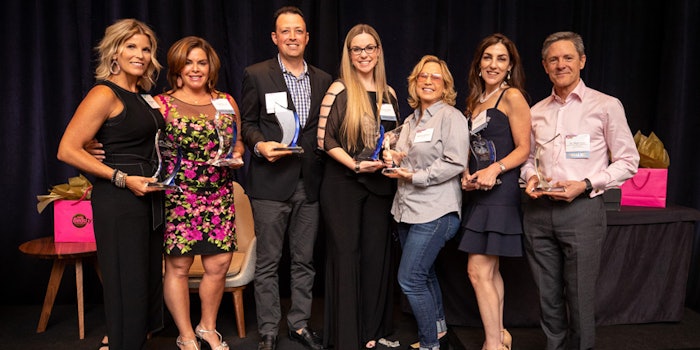 (Left to right) Kym Dianovich, NuFACE; Alicia Grande, Grande Cosmetics; Lars Callary, Calder+Labs; Stacia Guzzo, SmartyPits; Melisse Shaban, Virtue Labs; Andrea Wetsel, SPF Ventures; and Dr. Mark Gray, AO Skincare