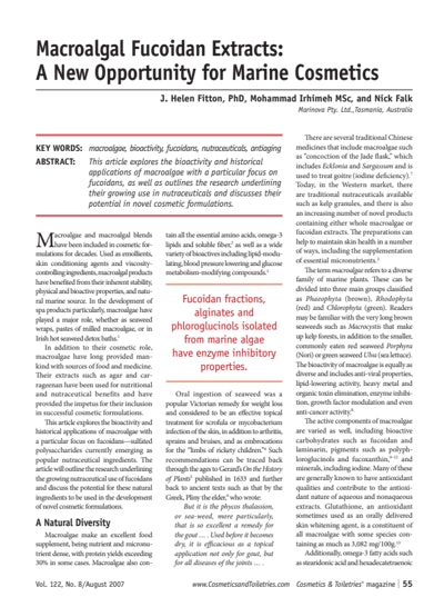 Article Download: Macroalgal Fucoidan Extracts, A New Opportunity for Marine Cosmetic