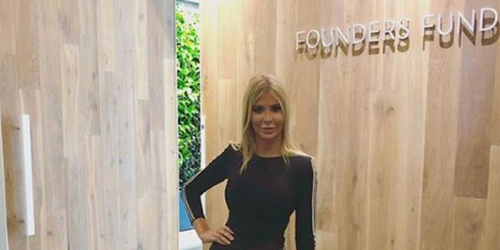 Sophia Hutchins, CEO and founder of LumaSol, pictured on Instagram at Founders Fund.