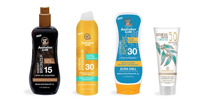 Sun care brand Australian Gold has announced the refresh of its packaging and formulations of its new and existing product lines, as well as the launch of a Sport Collection.