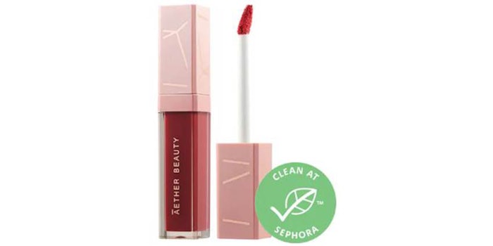 Āether Beauty's Radiant Ruby Lip Crème, available at Sephora, is a fully recycled lip component.