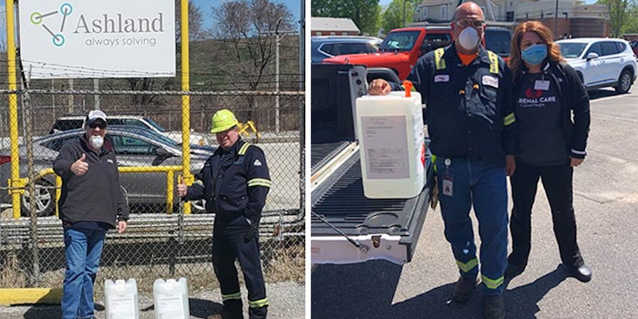 Ashland has manufactured, packaged and donated 16,500 gallons of hand sanitizer to health care workers and first responders across the United States amid the COVID-19 crisis.