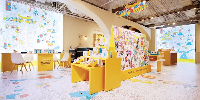 L’Occitane’s store on 5th Avenue in NYC; all of the L’Occitane en Provence shops are fragranced with the scent of verbena.