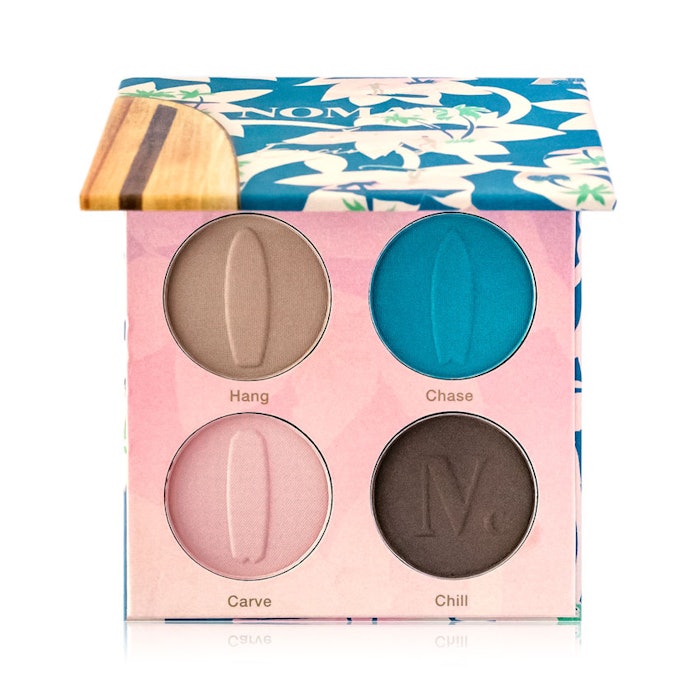 The Encinitas Surf Shack eyeshadow palette from Nomad Cosmetics is infused with CBD oil.