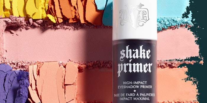 KVD Beauty's Shake Vegan Eyeshadow Primer goes on clear and keeps eyeshadow from creasing and fading.