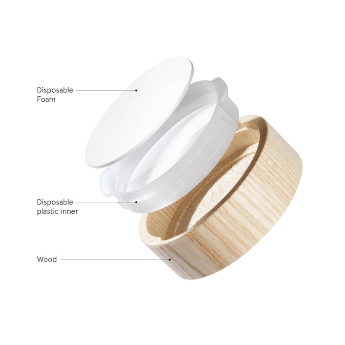 The cap covers wood and plastic material