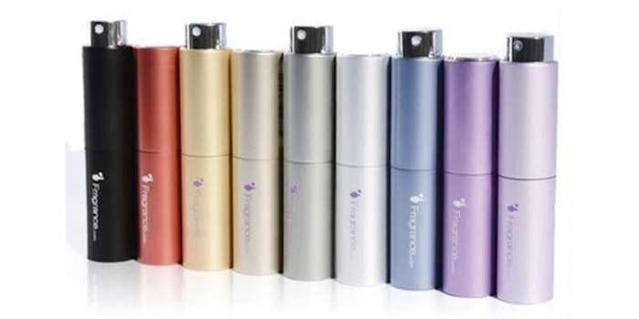 The convenient travel case is filled with a genuine fragrance from its original bottle.