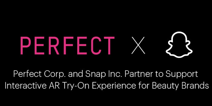 Perfect Corp. and Snap Inc. partner to support interactive AR try-on experiences for beauty brands.