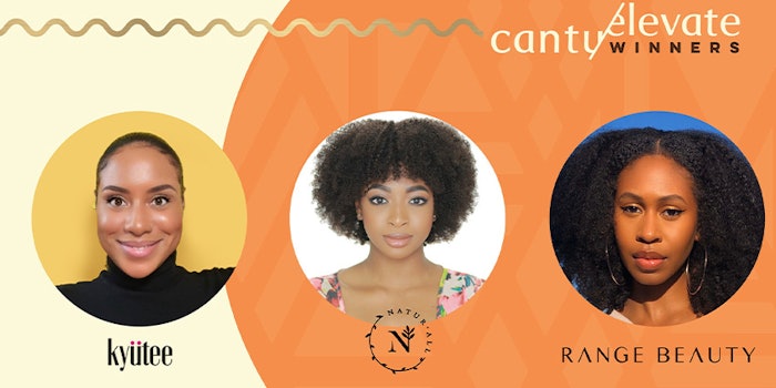 Cantu Elevate 2021 Winners: Kyutee Nails, NatruAll, and Range Beauty.