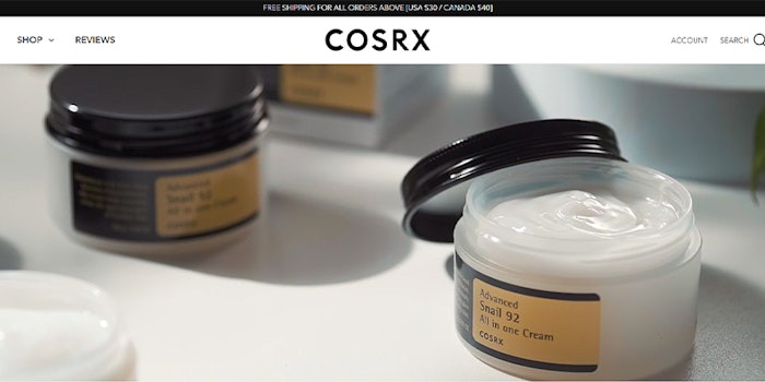 Cosrx's relaunched website.