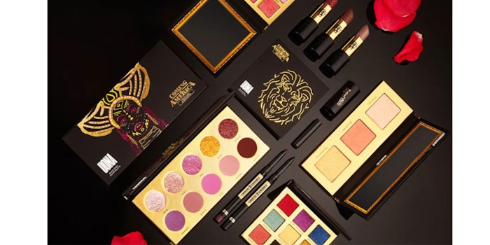The collection features three eyeshadow palettes, a highlighter palette, three lipsticks and two eyeliners.