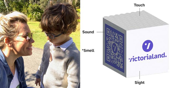 Victoria Watts, founder of VictoriaLand Beauty, was inspired by her son (left) to devise the inclusive CyR.U.S. packaging system for people with visual impairments.