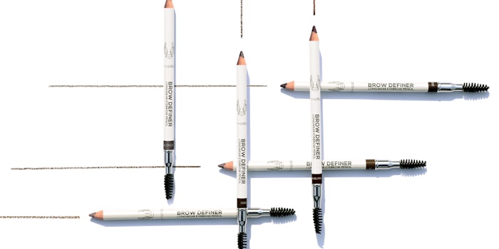 The vegan brow pencil is housed in a biodegradable wood.