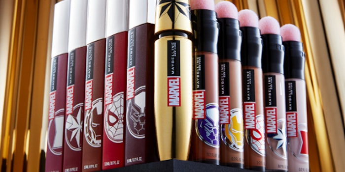 The collection includes Maybelline's lipstick, concealer and mascara.