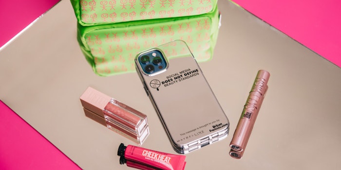 The bundle includes an iPhone case as well as Maybelline products.