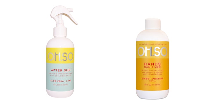 Oh.So's After Sun and Hands Sanitizer are created with natural colloidal silver.