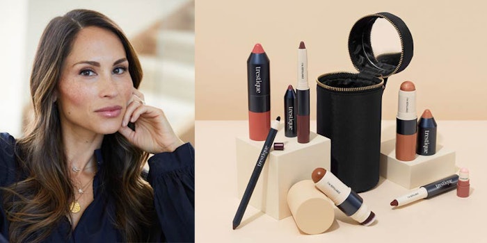 At left, Jennifer Kapahi, co-founder and CEO of trestique, and the brand's revamped product range.