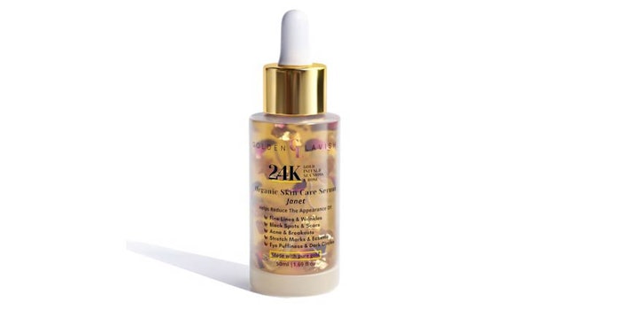 Golden Lavish's debut skin care collection is made with organic ingredients such as aloe vera, coffee beans, sea moss, roses, natural oils, and infused with 24K gold.