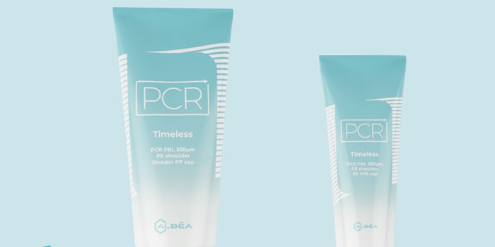 The tubes are manufactured using less material and incorporating around 30% recycled material.
