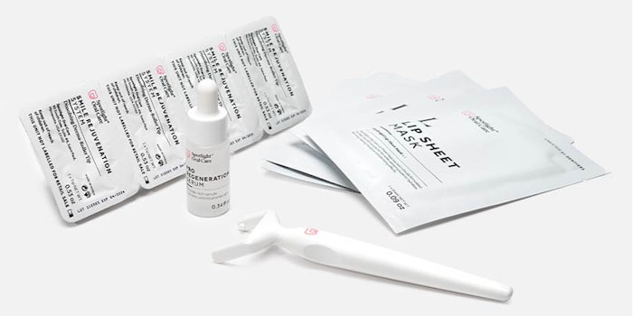 Spotlight Oral Care's first skin care product is the Smile Rejuvenation System—a three-step system intended to enhance and nourish the skin surrounding the mouth.