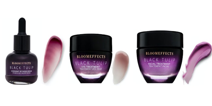 The Black Tulip collection contains an overnight serum, eye cream and facial treatment to deliver skin radiance and reduce fine lines.